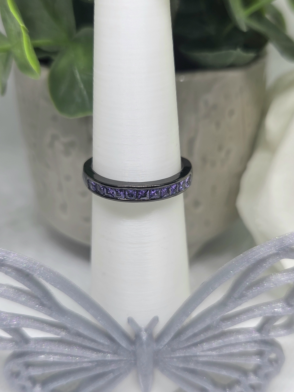 Amethyst CZ Channel-Set Stone Women’s Ring